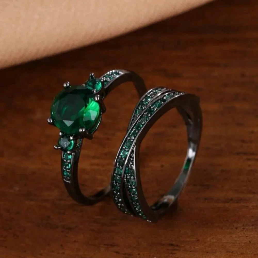 2pcs Cubic Zirconia Decor Ring